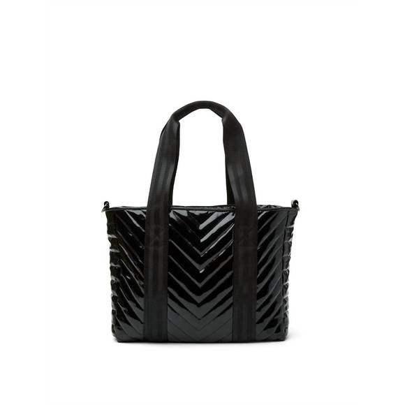 NEW THINK ROYLN telluride chevron colorblock tote in black patent with red and w - Picture 2 of 3